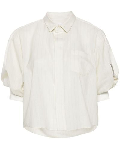 Sacai Cropped-Hemd mit Nadelstreifen - Weiß