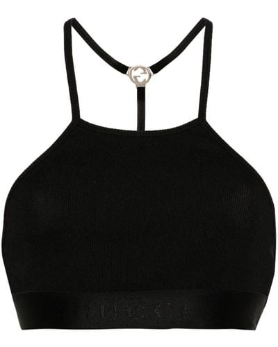 Gucci Cropped-Top mit GG-Logo - Schwarz