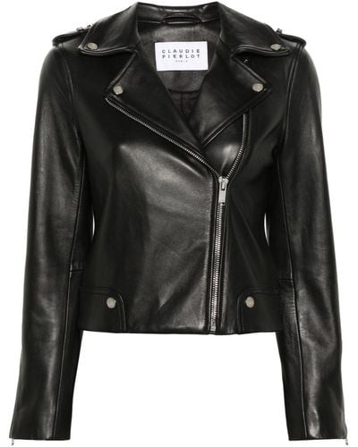 Claudie Pierlot Leather Biker Jacket - Black