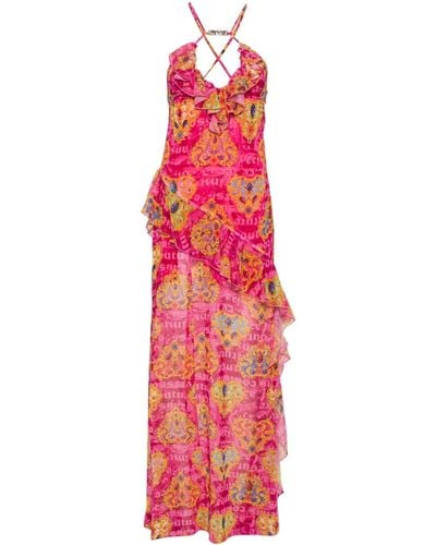 Versace Heart-couture-print Maxi Dress - Red