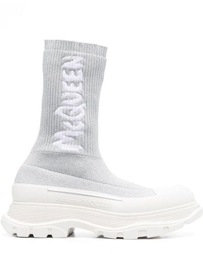 Alexander McQueen Tread Slick Sock-style Boots - White