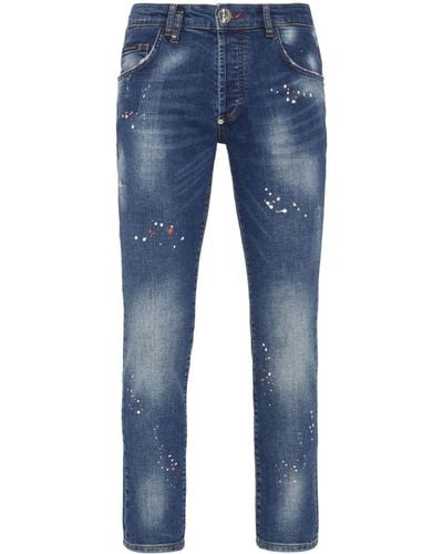 Philipp Plein Lion Circus Low-rise Skinny Jeans - Blue