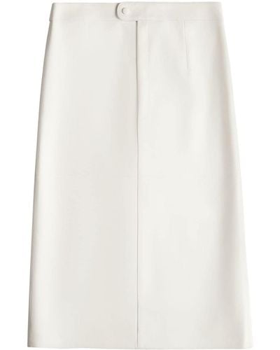 Tod's Leather Midi Skirt - White