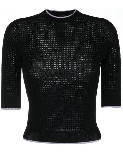 Emporio Armani Perforated Seamless Knit Top - Black