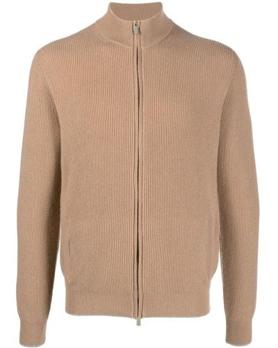 Fedeli Ribbed-knit Cashmere Cardigan - Brown