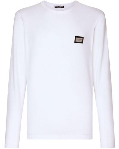 Dolce & Gabbana T-shirt a maniche lunghe con logo - Bianco