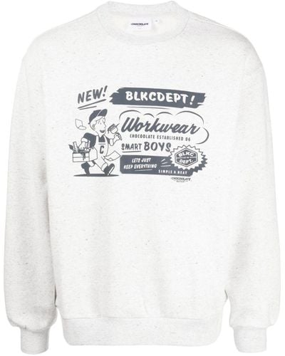 Chocoolate Text-print Crew-neck Sweatshirt - White
