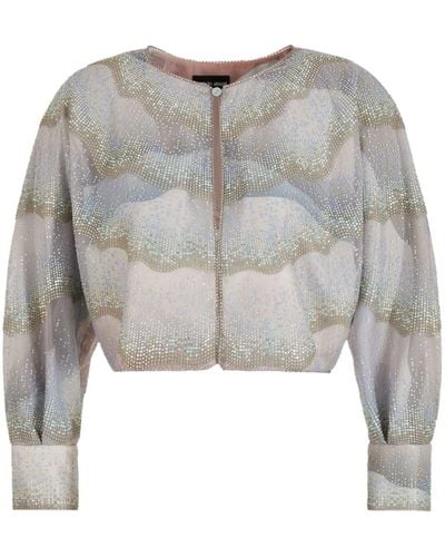 Giorgio Armani Rhinestone-embellished Silk Jacket - Grey