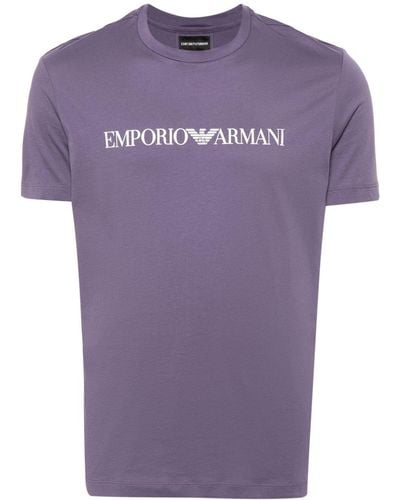 Emporio Armani Logo-print Cotton T-shirt - Purple
