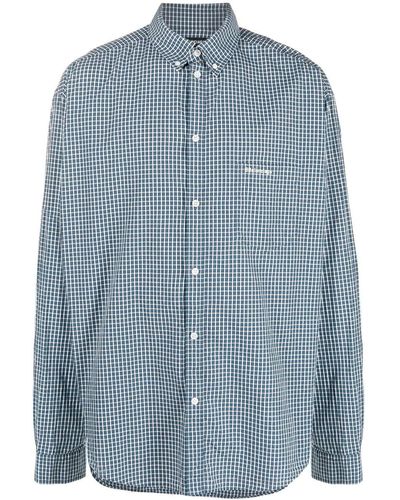 Balenciaga Grid-patterned Long-sleeved Shirt - Blue