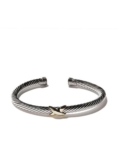 David Yurman 14kt Yellow Gold And Sterling Silver X Station Bracelet - Multicolor