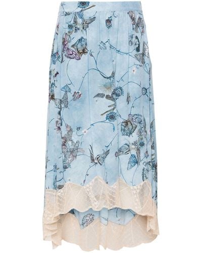 Zadig & Voltaire Joslin Floral-print Silk Midi Skirt - Blue