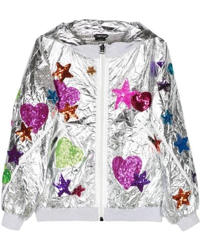 Tom Ford Sequinned-patchwork Bomber Jacket - Gray