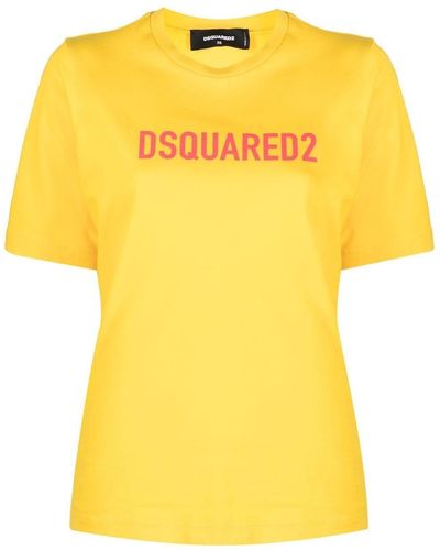 DSquared² T-shirt Met Logoprint - Geel