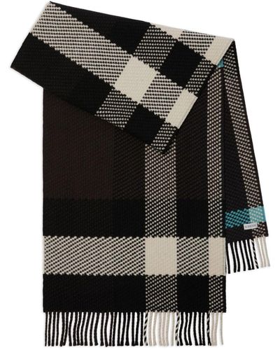 Burberry Écharpe en laine à carreaux - Noir