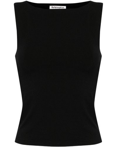 Reformation Dusk Boat-neck Top - Black