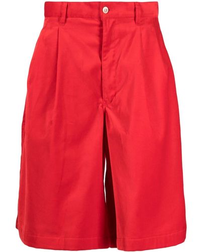 Comme des Garçons Box-pleat Cotton Bermuda Shorts - Red