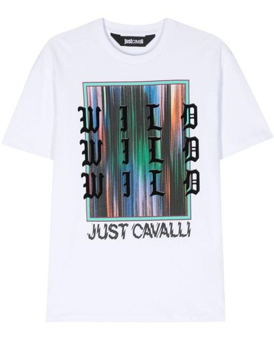 Just Cavalli Katoenen T-shirt Met Tekst - Wit