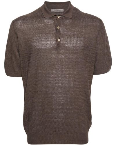 Corneliani Short-sleeve Linen Polo Sweater - Brown