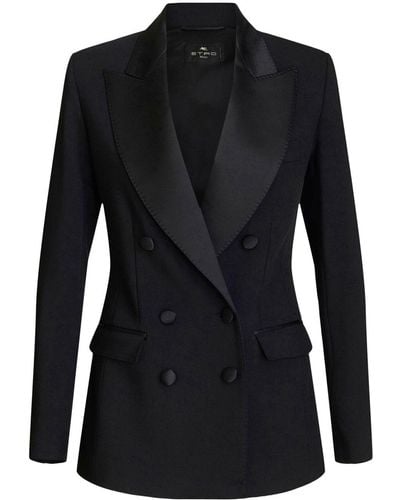 Etro Double-breasted Fitted Blazer - Black