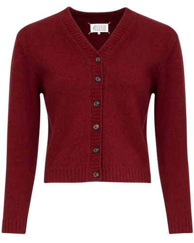 Maison Margiela V-neck Wool Cardigan - Red