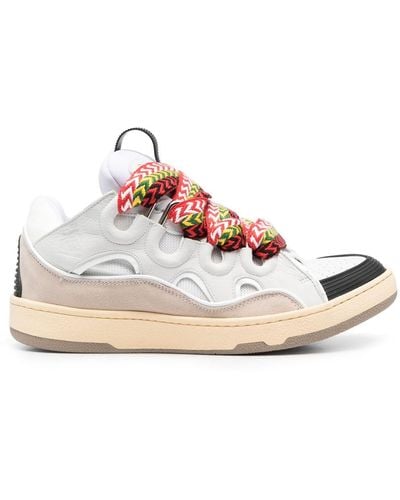 Lanvin Sneakers bianche imbottite con lacci multicolore - Bianco
