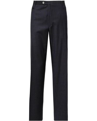 Corneliani Patterned-jacquard Wool Tailored Trousers - Blue