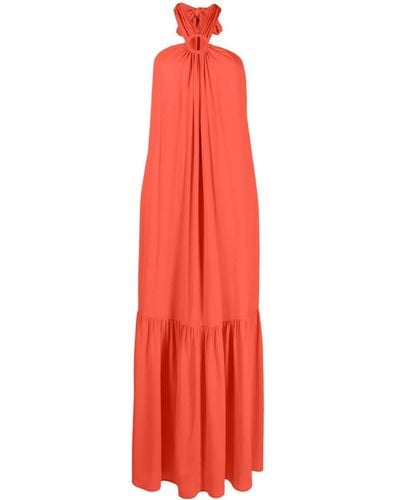 Erika Cavallini Semi Couture Neckholder-Kleid mit Falten - Rot