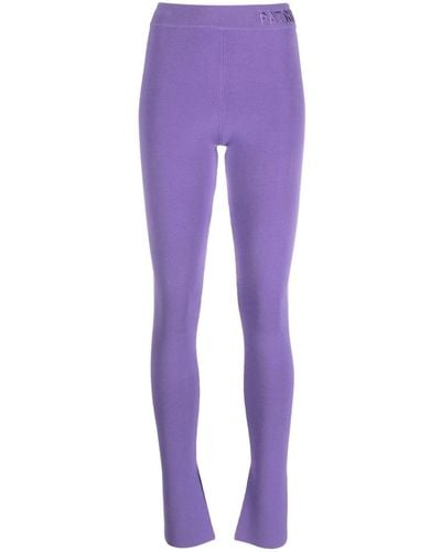 Patrizia Pepe Logo-waistband Mid-rise Trousers - Purple