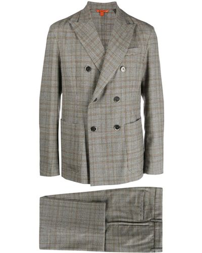 Barena Plaid-check Double-breasted Suit - Grey