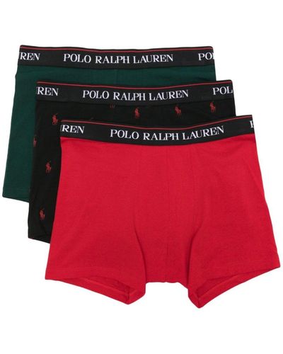 Polo Ralph Lauren Elasticated Logo Waistband Stretch-cotton (pack Of Three) - Red