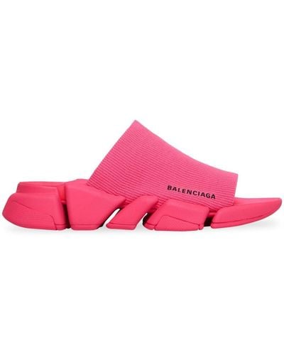 Balenciaga Speed 2.0 Slippers Met Logoprint - Roze