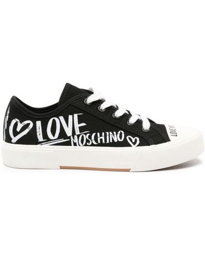 Love Moschino Sneakers mit Logo-Print - Schwarz