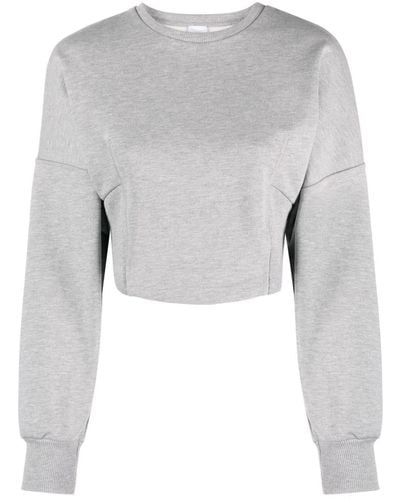 Pinko Sereno Cropped Jersey Sweatshirt - Grey