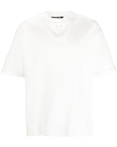 Roberto Cavalli T-shirt con placca logo - Bianco