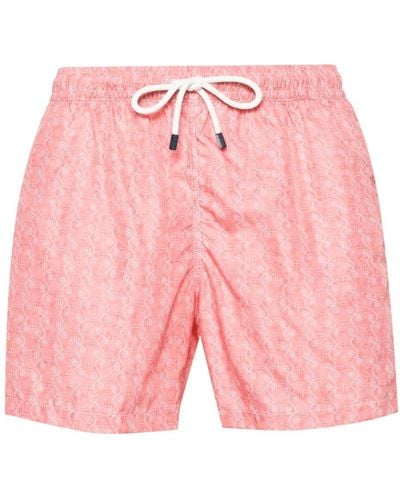 Fedeli Madeira Zig-pattern Swim Shorts - Pink