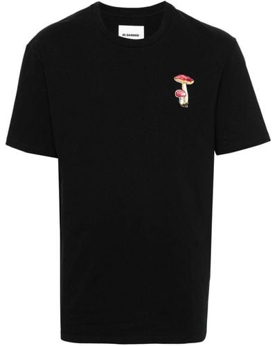 Jil Sander Mushroom-embroidered Cotton T-shirt - Black