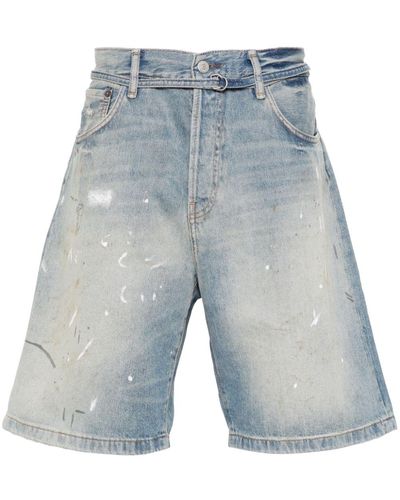 Acne Studios Jeans-Shorts mit Farbklecks-Print - Blau