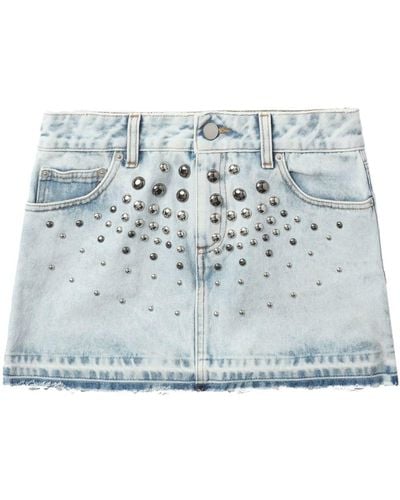 Alessandra Rich Stud-embellished Denim Miniskirt - Blue