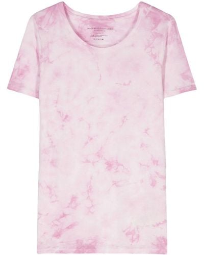 Majestic Filatures T-shirt Met Tie-dye Print - Roze