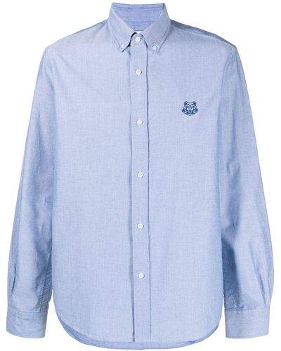 KENZO Overhemd Met Geborduurde Tijger - Blauw