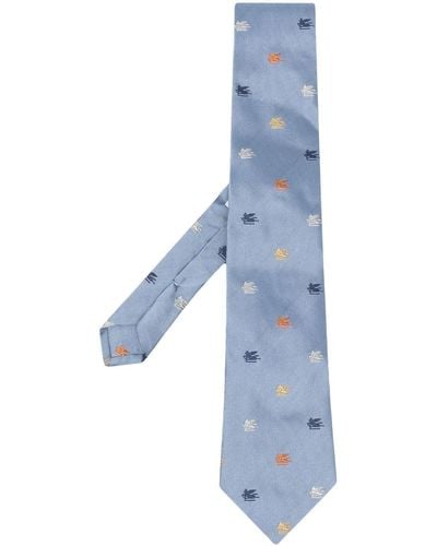 Etro Cravate en soie à logo jacquard - Bleu