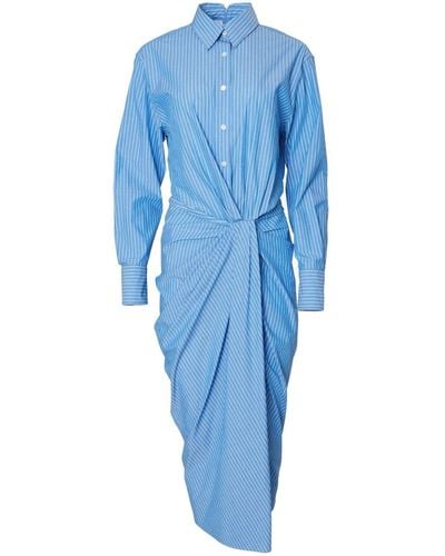 Carolina Herrera Stripe-print Twisted Shirtdress - Blue