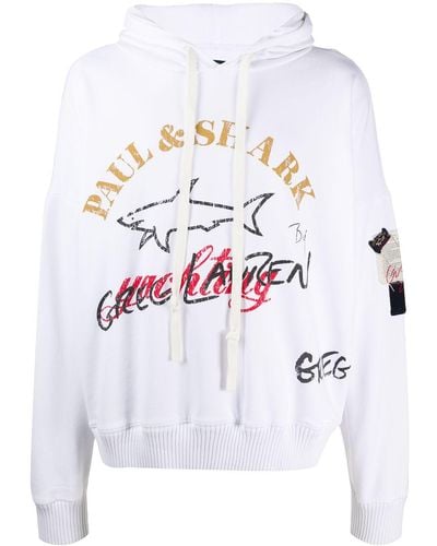 Greg lauren x paul & shark Logo-print Hooded Sweatshirt - White