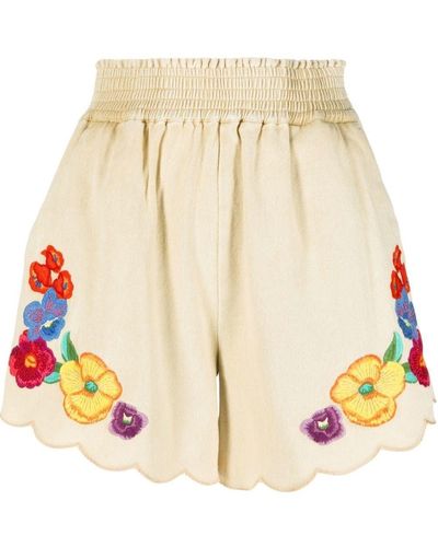 Twin Set Shorts mit blumiger Stickerei - Mehrfarbig