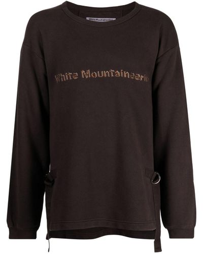 White Mountaineering Sweater Met Geborduurd Logo - Zwart