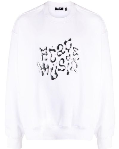 FIVE CM Embossed-lettering Cotton-blend Sweatshirt - White