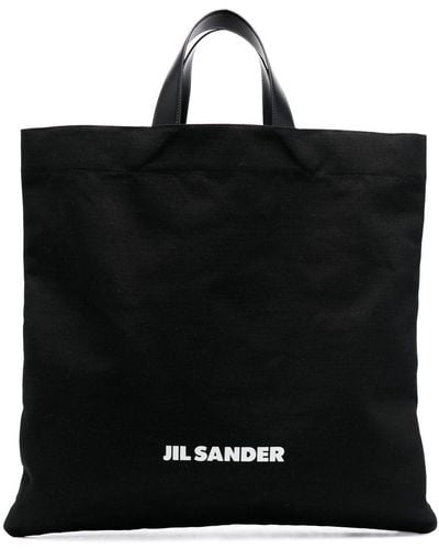 Jil Sander Bolso shopper con logo estampado - Negro