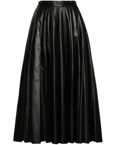 Fabiana Filippi Pleated Leather Skirt - Black