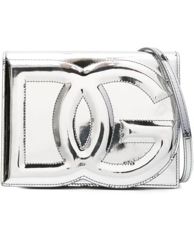 Dolce & Gabbana Leren Crossbodytas Met Dg Logo - Metallic